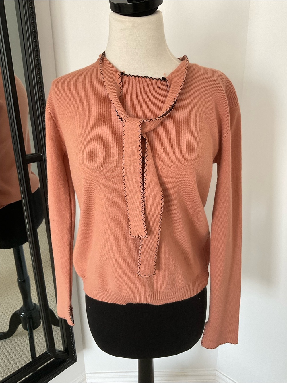 Rust Tie-Neck Women's Sweater Size XS